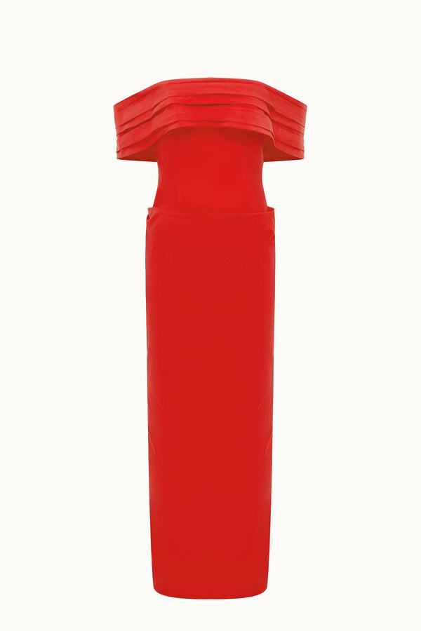 CAMPBELL OFF SHOULDER FITTED MAXI DRESS - GOJI_G