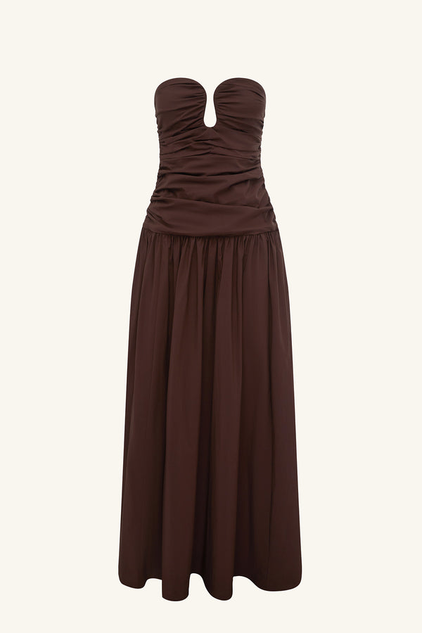 CAMPBELL FITTED DROP WAIST MAXI DRESS - RISTRETTO_G