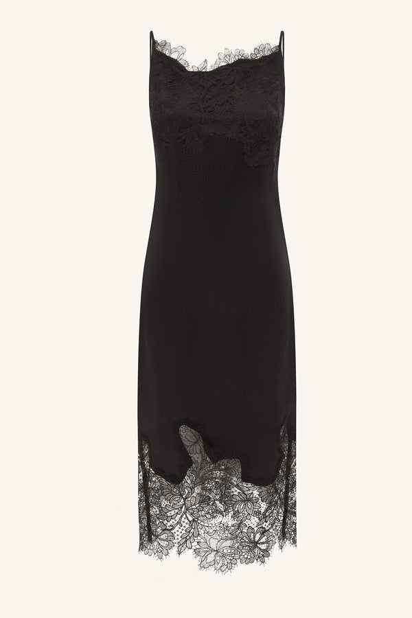 LUCIA LACE SLIP MIDI DRESS - BLACK_G