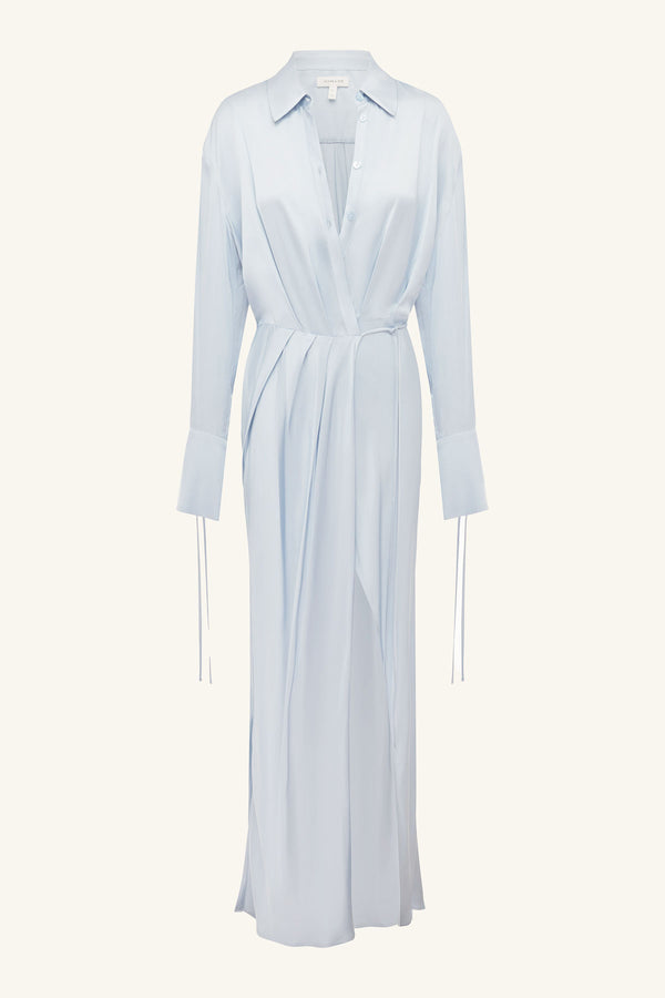 AGNES DRAPED SHIRT MAXI DRESS - ARCADIAN BLUE_G
