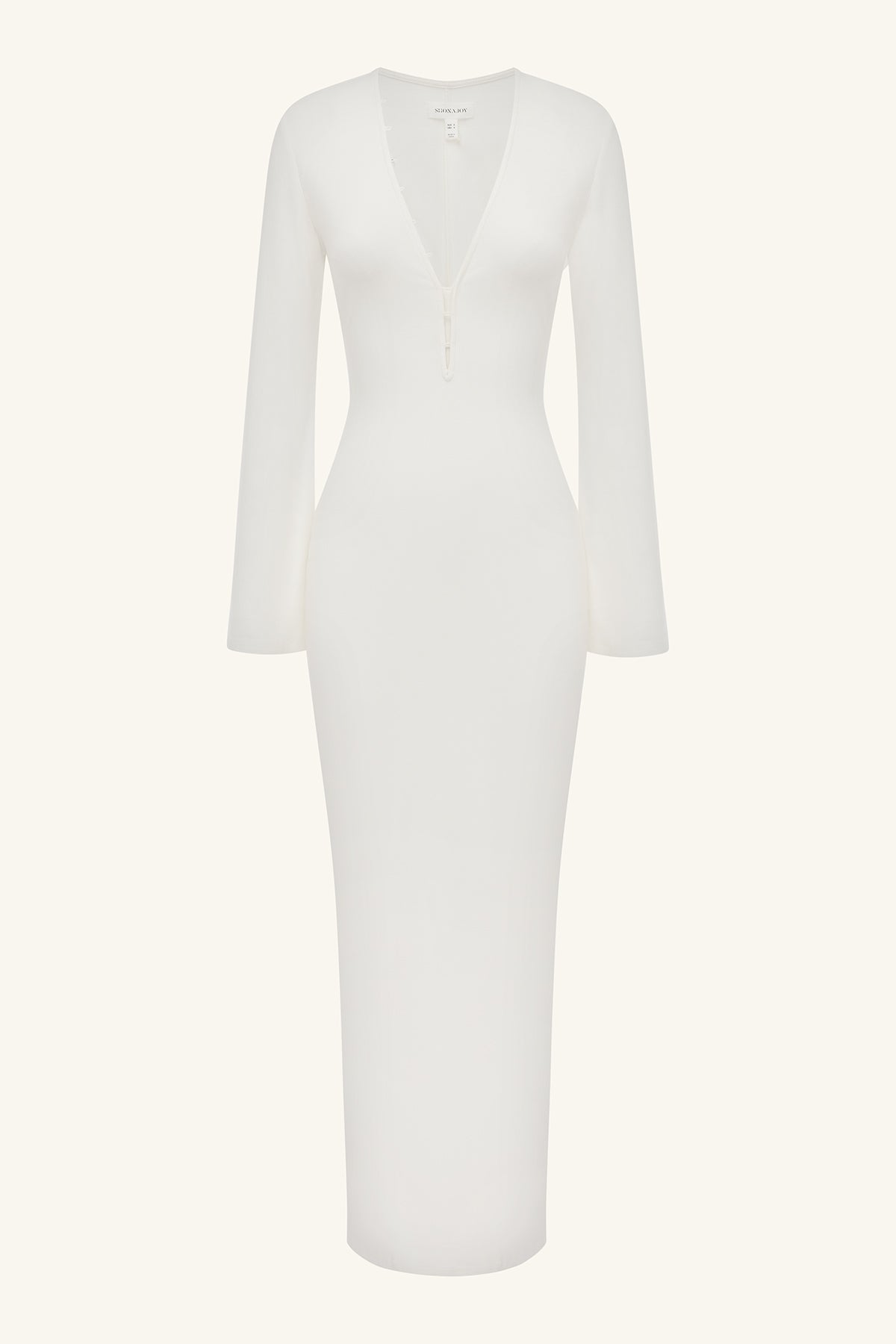 Aby Plunged Jersey Maxi Dress | Ivory | Dresses | Shona Joy