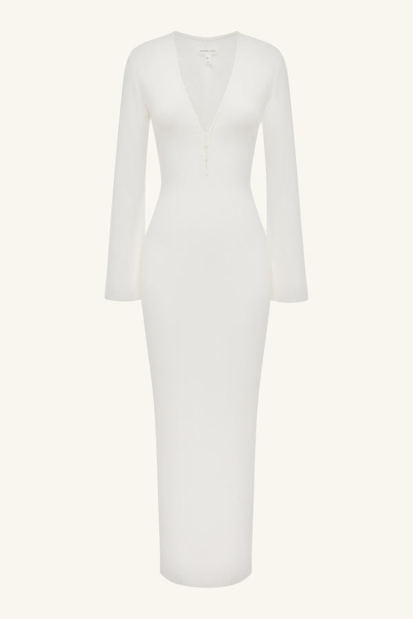 ABY PLUNGED JERSEY MAXI DRESS - IVORY_G