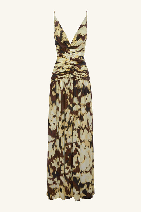 BENNY PLUNGED GATHERED MAXI DRESS_G
