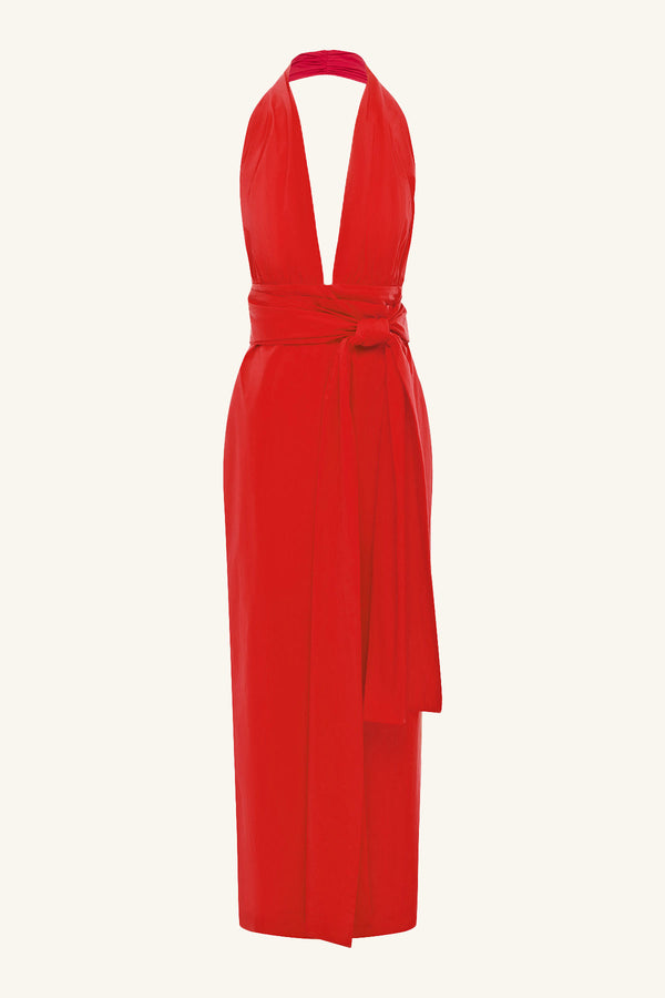CAMPBELL HALTER PLUNGED MAXI DRESS - GOJI_G