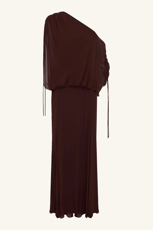 AMINA OFF SHOULDER BLOUSON MAXI DRESS - RISTRETTO_G