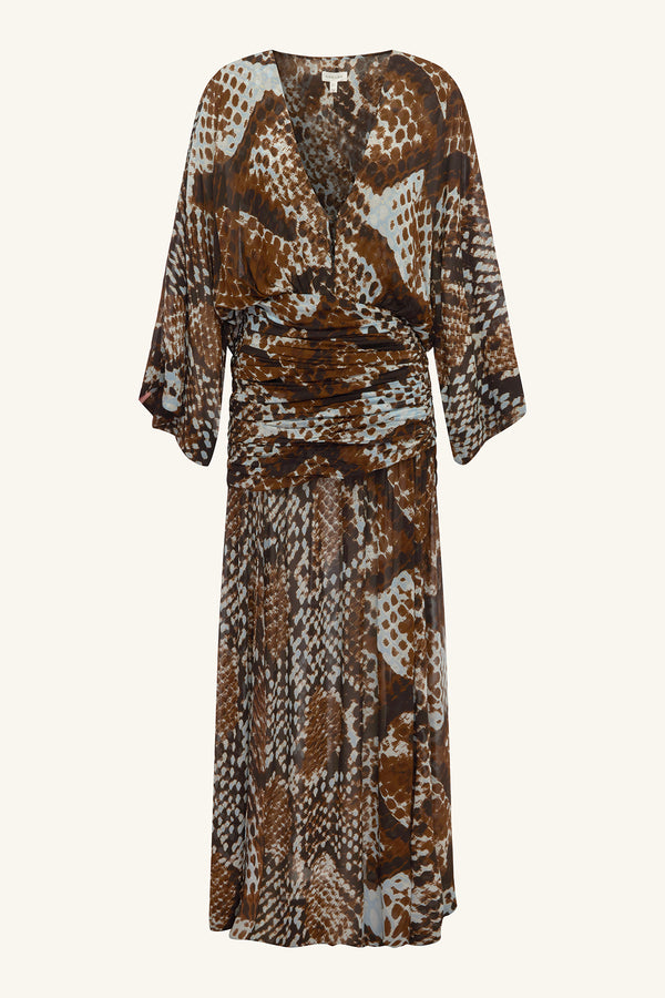 MAIA LONG SLEEVE PLUNGED MAXI DRESS_G