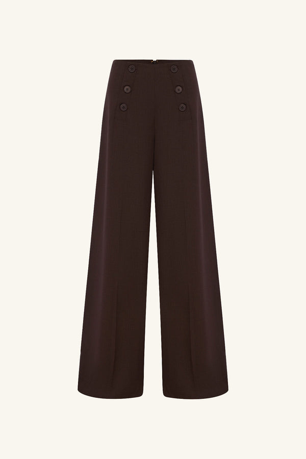 ASHER BUTTON WIDE LEG PANT - RISTRETTO_G