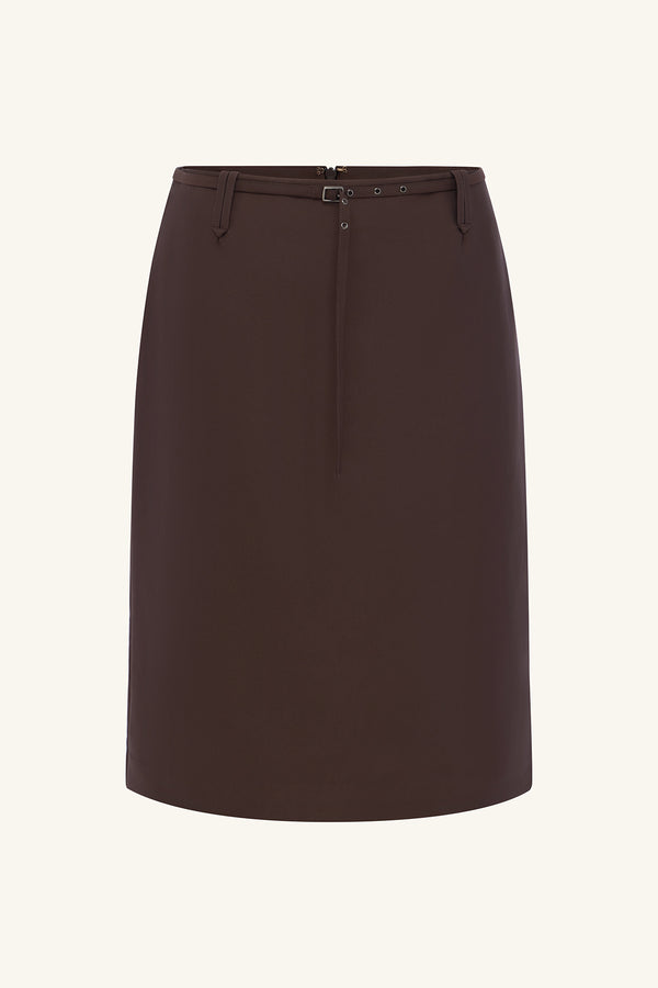 OTIS BELTED MIDI SKIRT - RISTRETTO_G