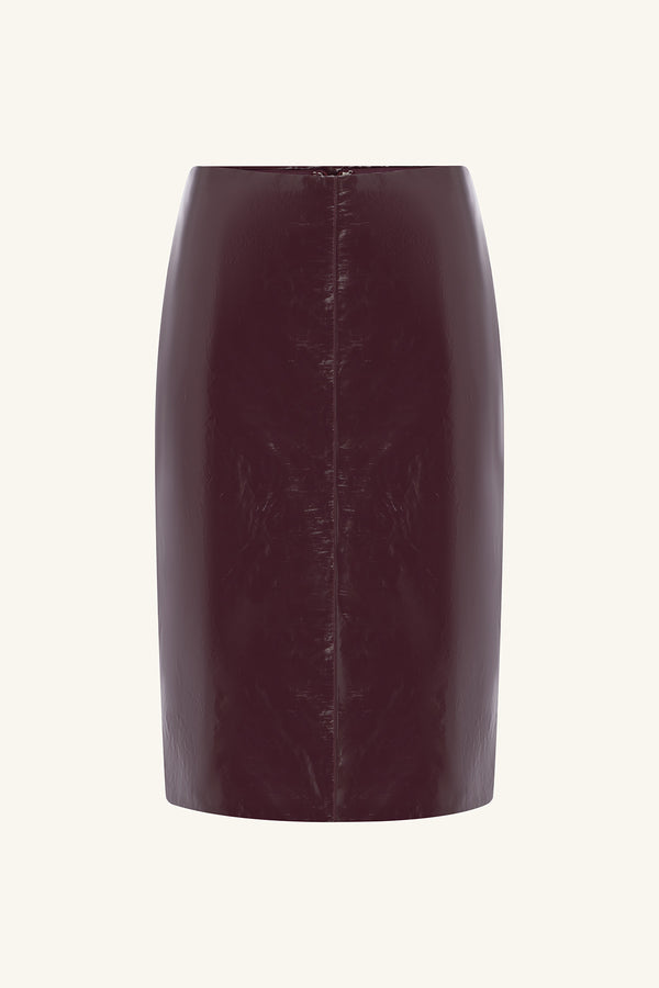 LILOU PATENT MIDI SKIRT - PORT ROYALE_G