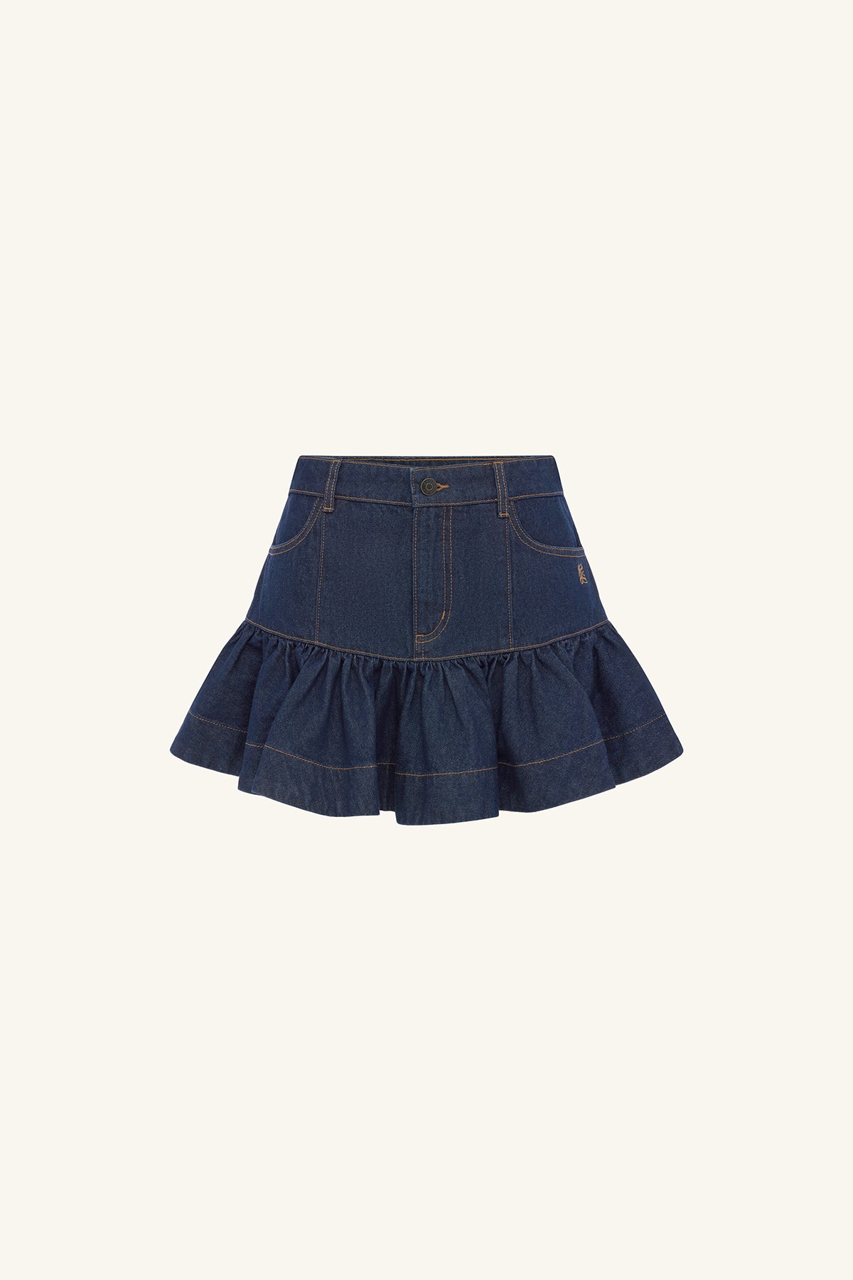 Rita Fitted Ruffle Mini Skirt | Deep Indigo | Skirts | Shona Joy
