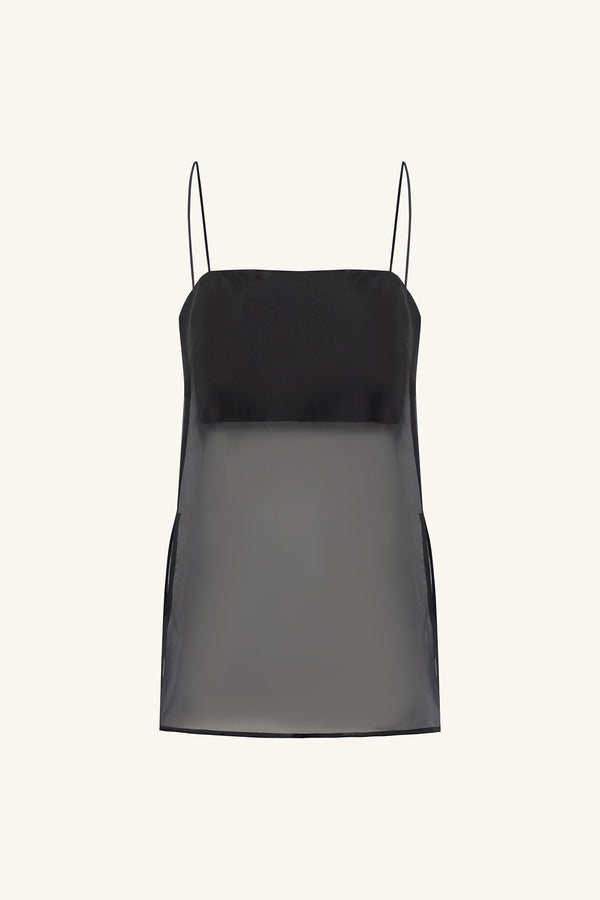 TIBBY SILK ORGANZA CAMI - BLACK_G