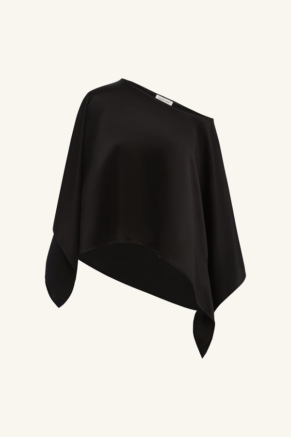 SAVANNA DRAPED CAPE TOP - BLACK_G