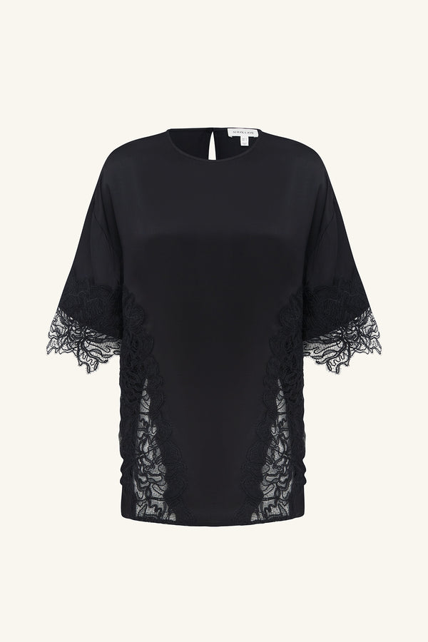 ENIKO LACE T-SHIRT - BLACK_G