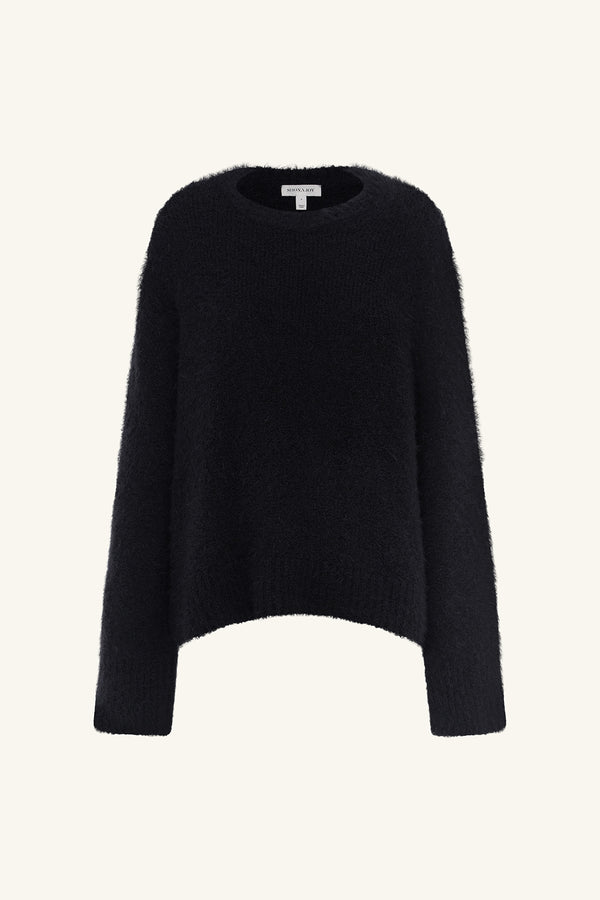 KORINE BOUCLE KNIT WITH SHOULDER PAD - BLACK_G