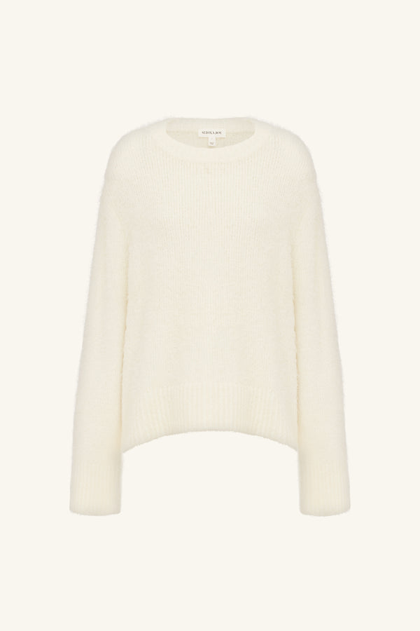 KORINE BOUCLE KNIT WITH SHOULDER PAD - SNOW WHITE_G
