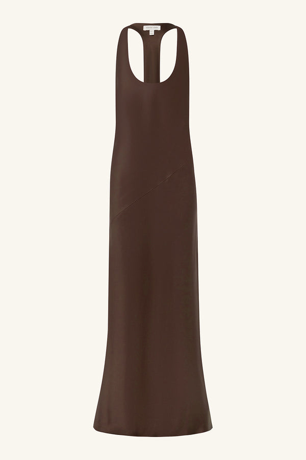 SAVANNA RACER BACK MAXI DRESS - COFFEE BEAN_G