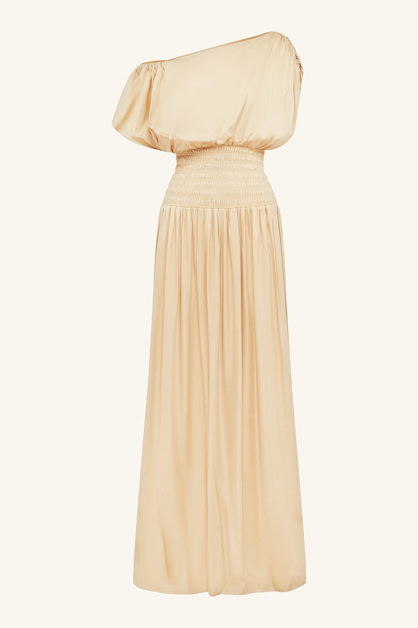 AGNES SHIRRED BLOUSON MAXI DRESS - OAT_G