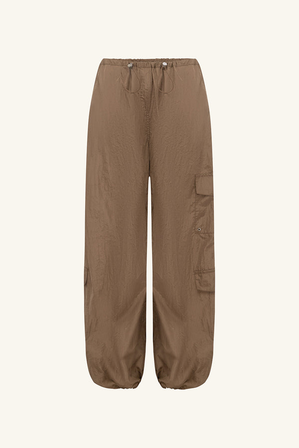 MALIKA NYLON PARACHUTE DRAWSTRING PANT - BRONZE_G