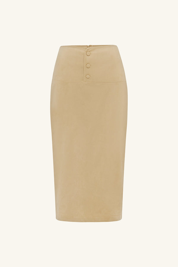 ERNEST FAUX SUEDE MIDI SKIRT - SAND_G