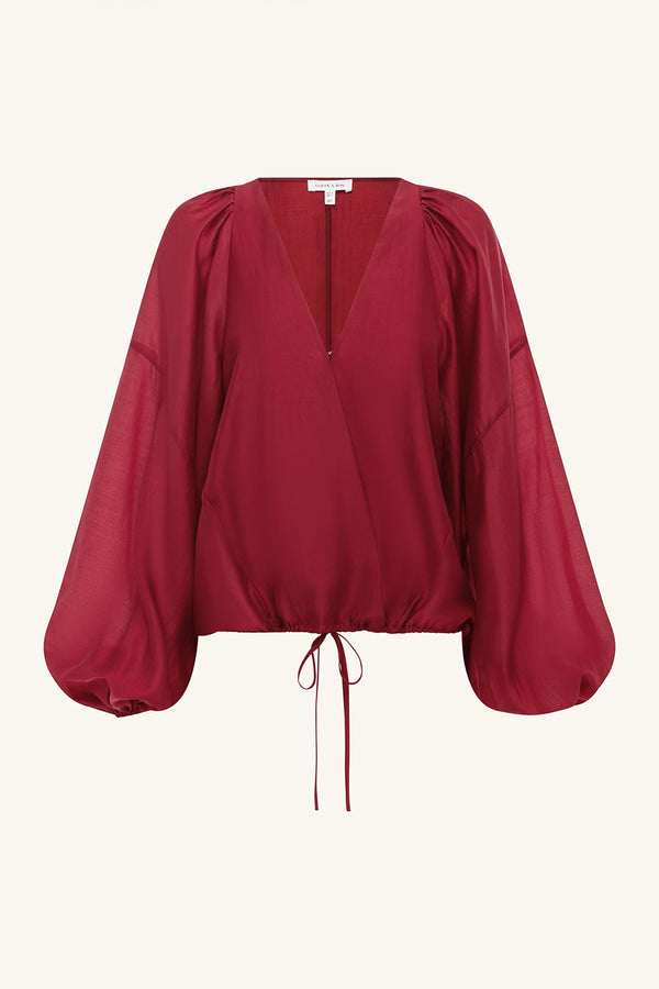 AURA SHEER BLOUSON TOP - ROUGE_G