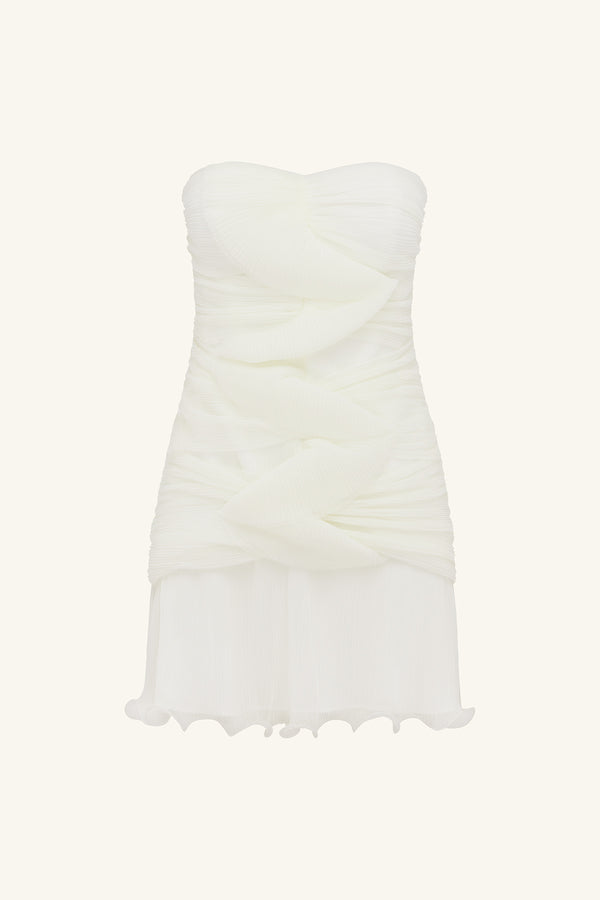 FEDERICK PLEATED RUFFLE MINI DRESS - IVORY_G