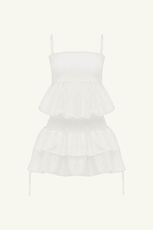 AURA SHIRRED MINI DRESS - IVORY_G