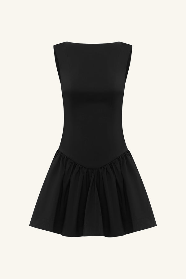 CAMPBELL BOW BACKLESS MINI DRESS - BLACK_G