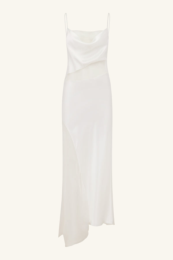 IZA SILK CONTRAST MAXI DRESS - IVORY_G