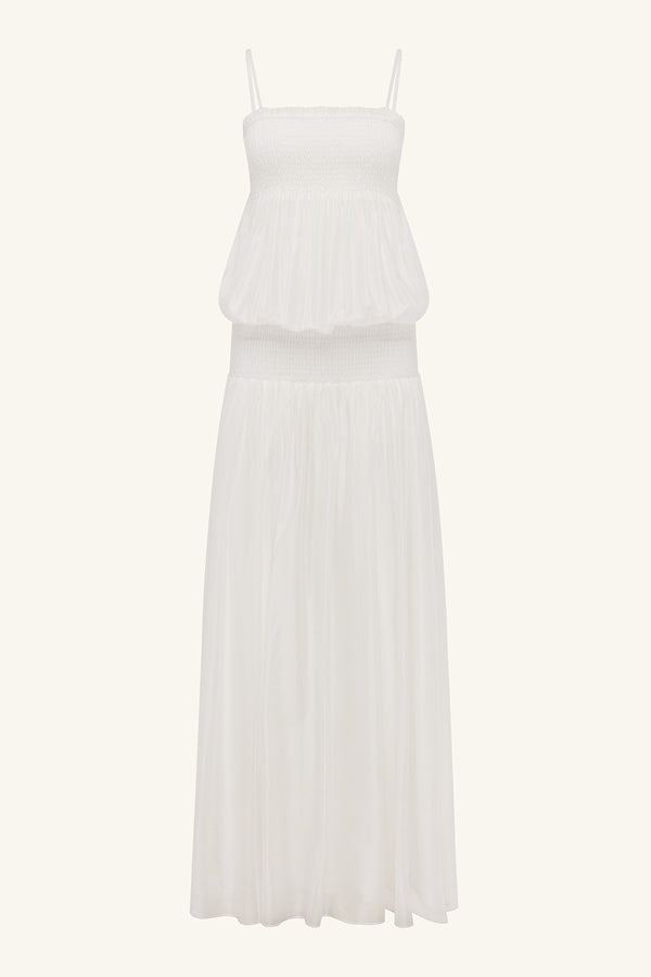 AURA SHIRRED MAXI DRESS - IVORY_G