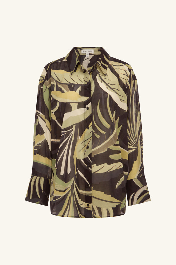 CELINA COTTON VOILE SHIRT- PISTACHIO/BLACK_G