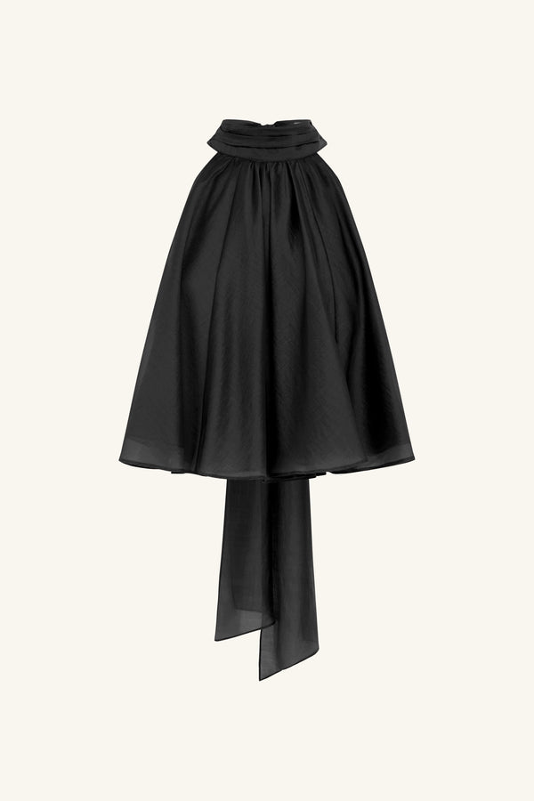 AURA SEMI SHEER HALTER TOP - BLACK_G