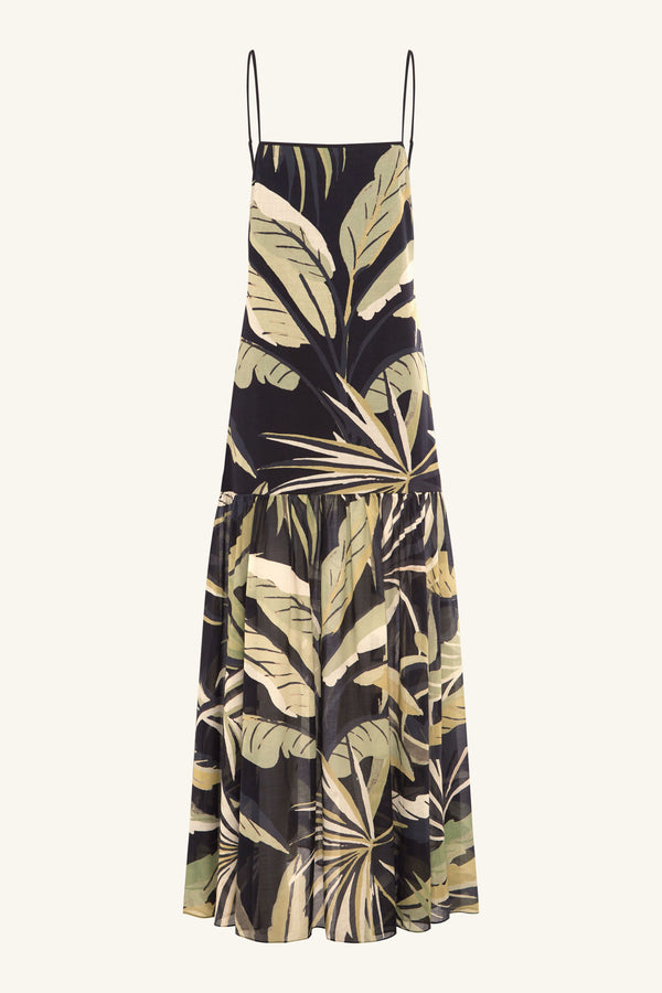 CELINA COTTON VOILE MAXI DRESS - PISTACHIO/BLACK_G