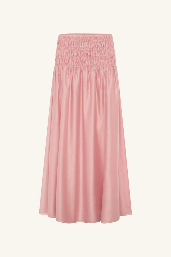 AURA SHIRRED MAXI SKIRT - ROSEWATER_G