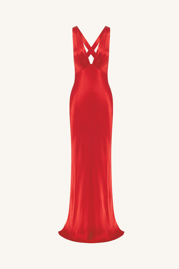 TATUM PLUNGED CROSS BACK MAXI DRESS - GRENADINE_G