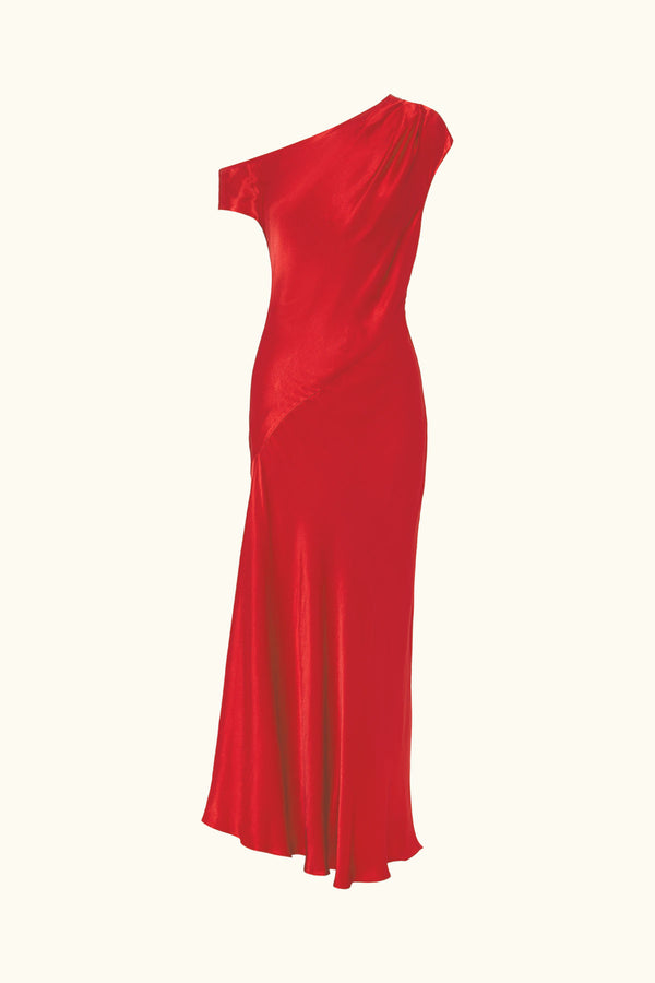 TATUM ASYMMETRICAL DRAPED MAXI DRESS - GRENADINE_G