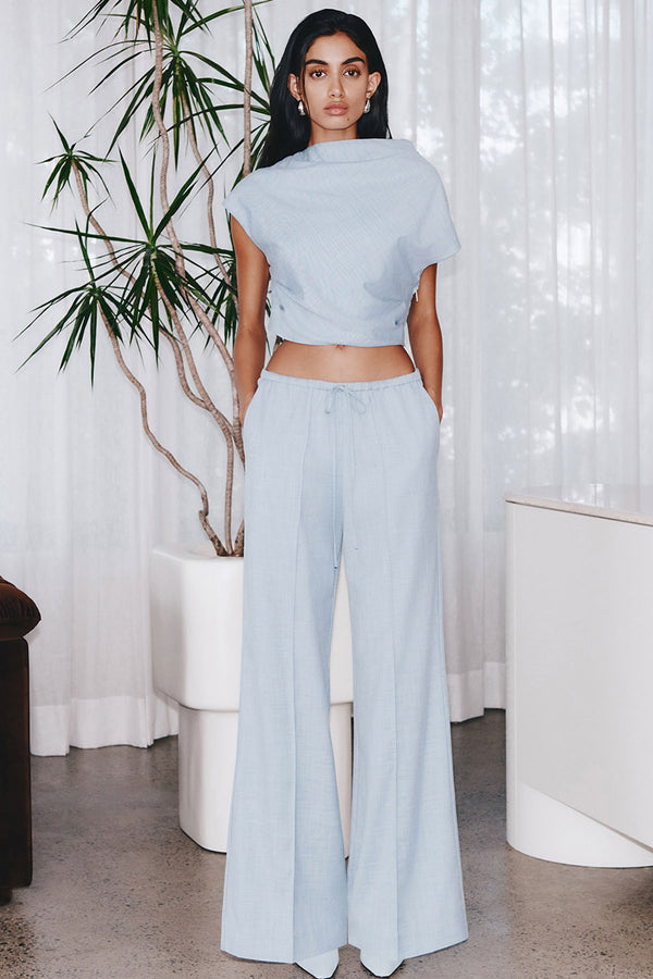 ASHER CAP SLEEVE TOP - CHAMBRAY BLUE