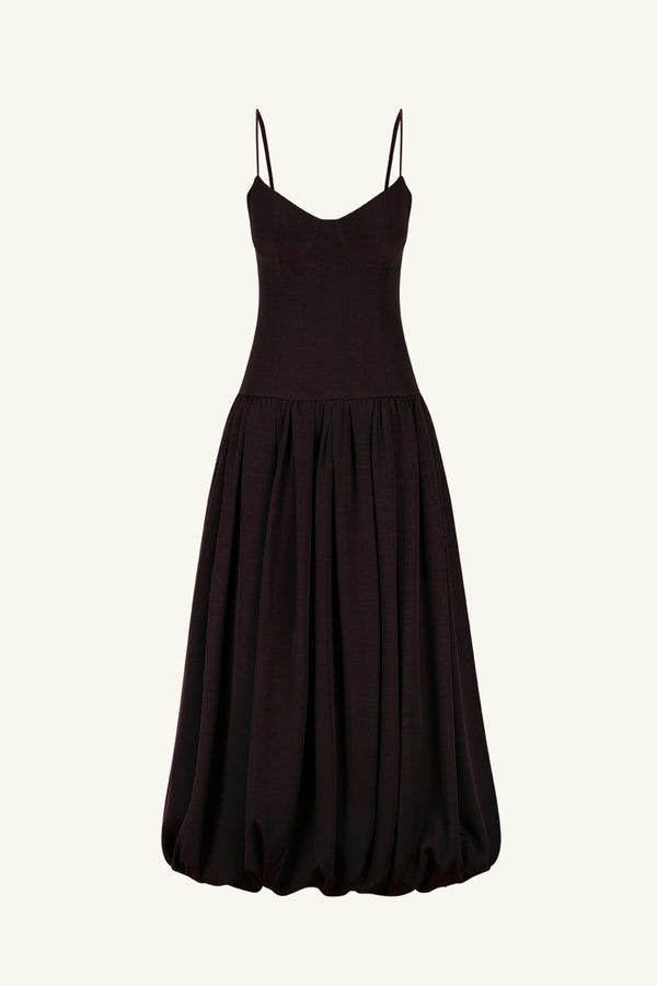 VENTO BUSTIER BUBBLE MIDI DRESS - BLACK_G