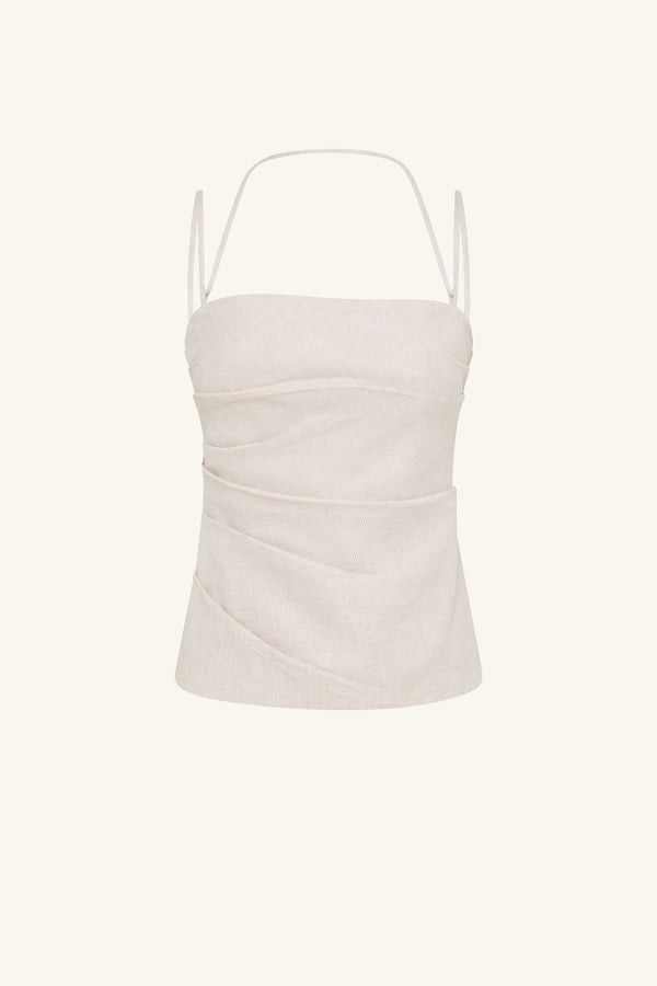 ELLIOT DOUBLE STRAP DRAPED TOP - PARCHMENT_G