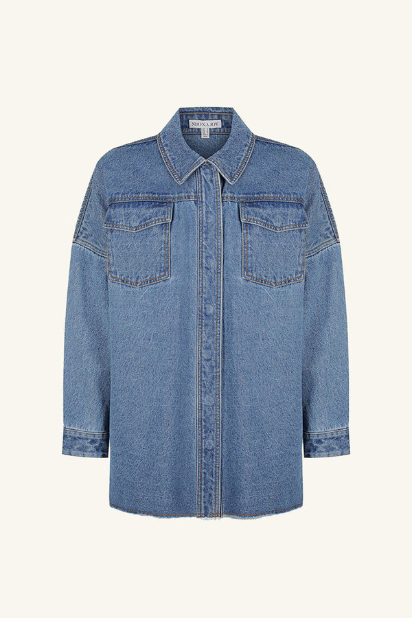 RAQUEL OVERSIZED SHIRT - VINTAGE BLUE_G
