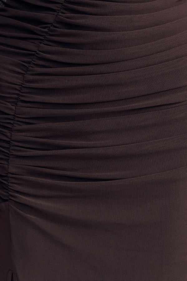 MIRA GATHERED MAXI DRESS - GANACHE_SW