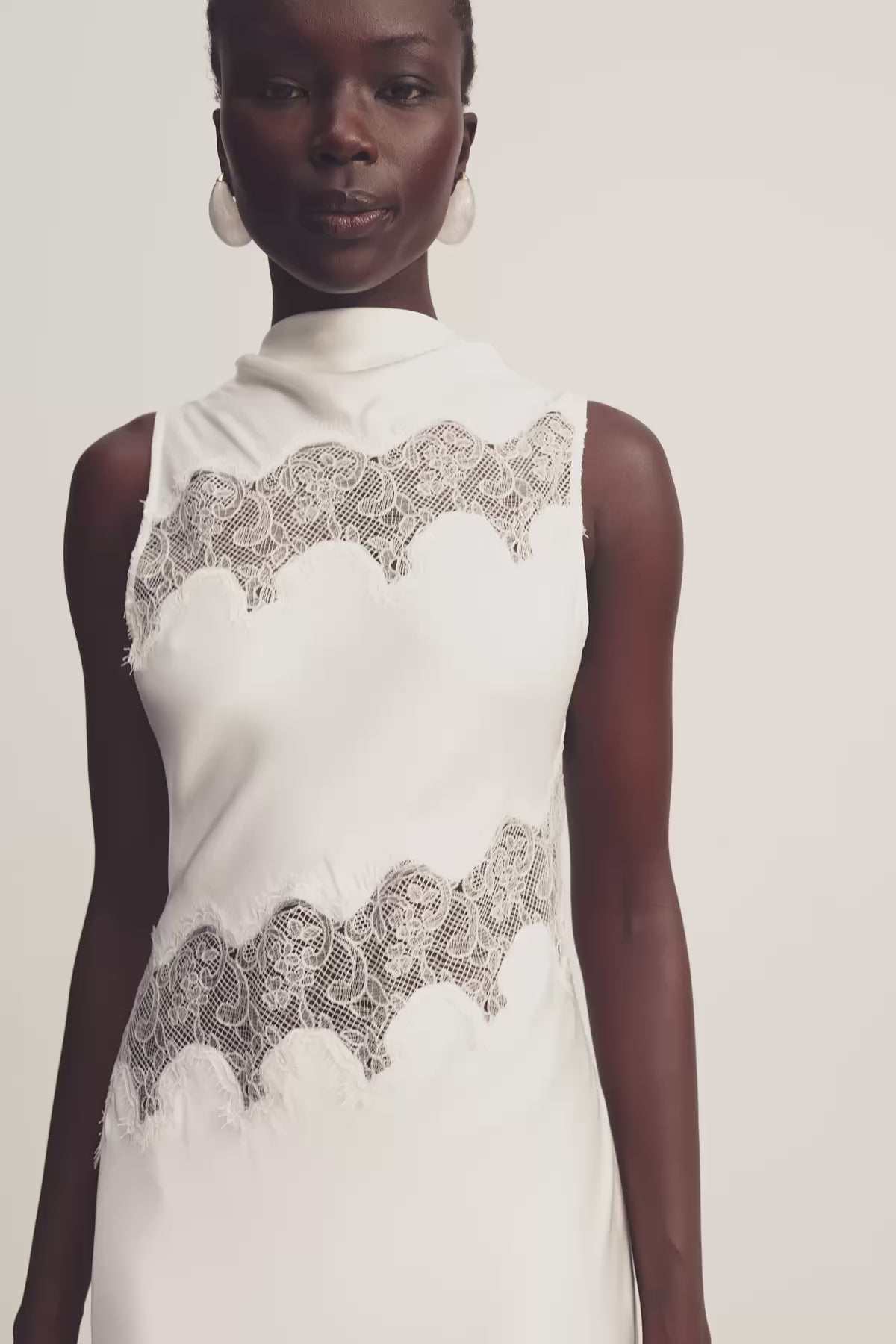 Simona Asymmetrical Panelled Maxi Dress | Ivory | Dresses | Shona Joy