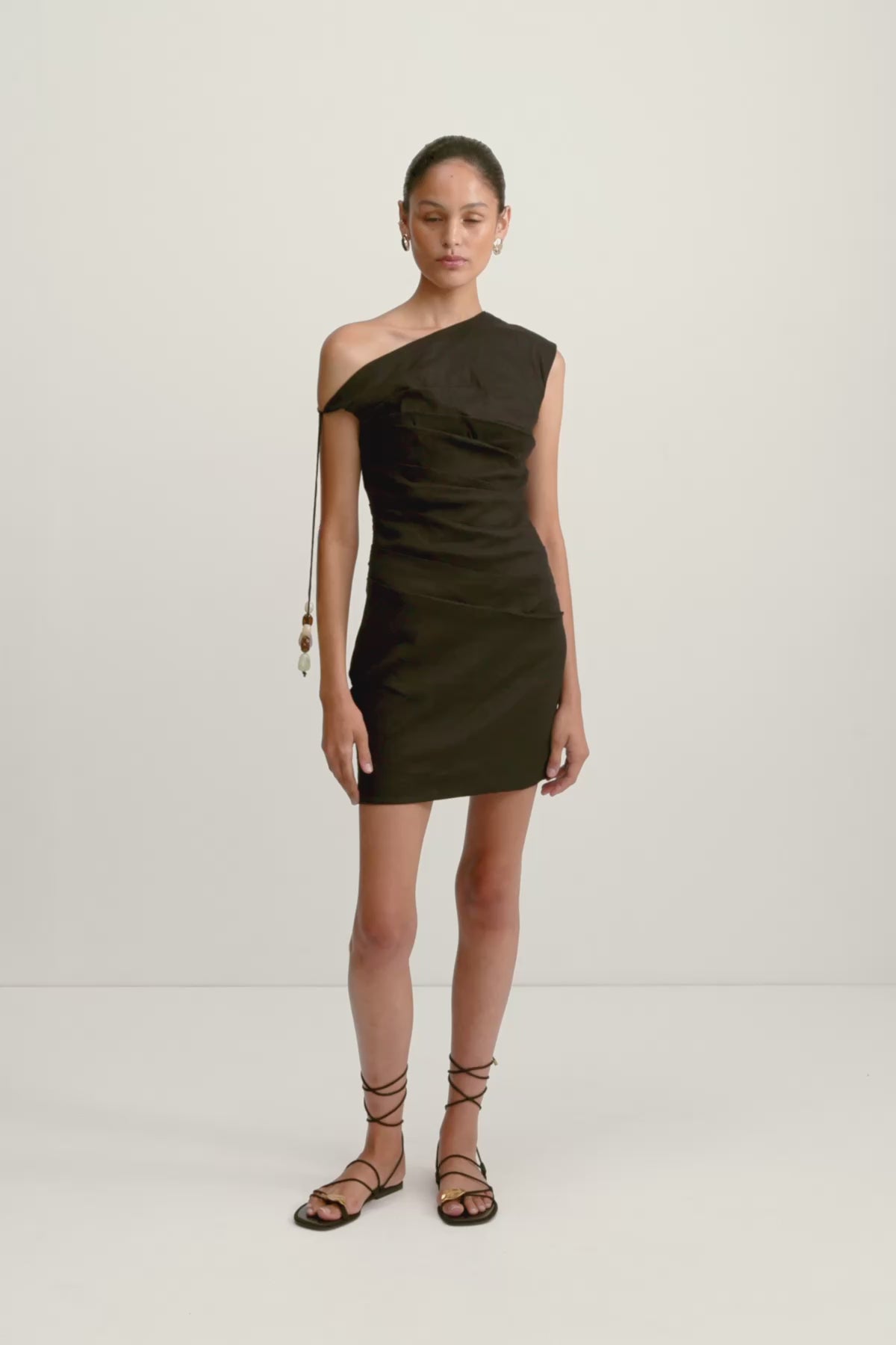 Kasbah Draped Mini Dress | Black | Dresses | Shona Joy