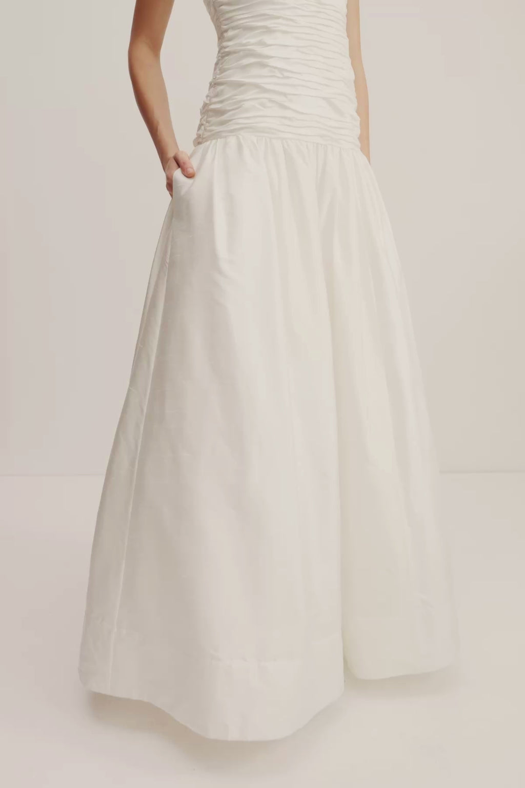 Lucero Pleated Drop Waist Gown | White | Dresses