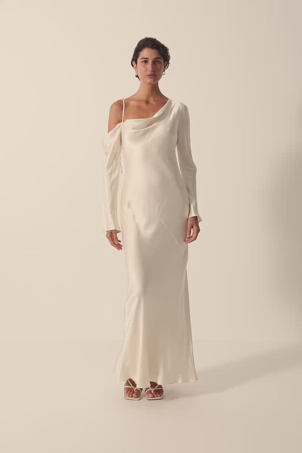 asymmetrical long sleeve maxi dress LA LUNE ASYMMETRICAL LONG SLEEVE MAXI DRESS | CREAM | DRESSES