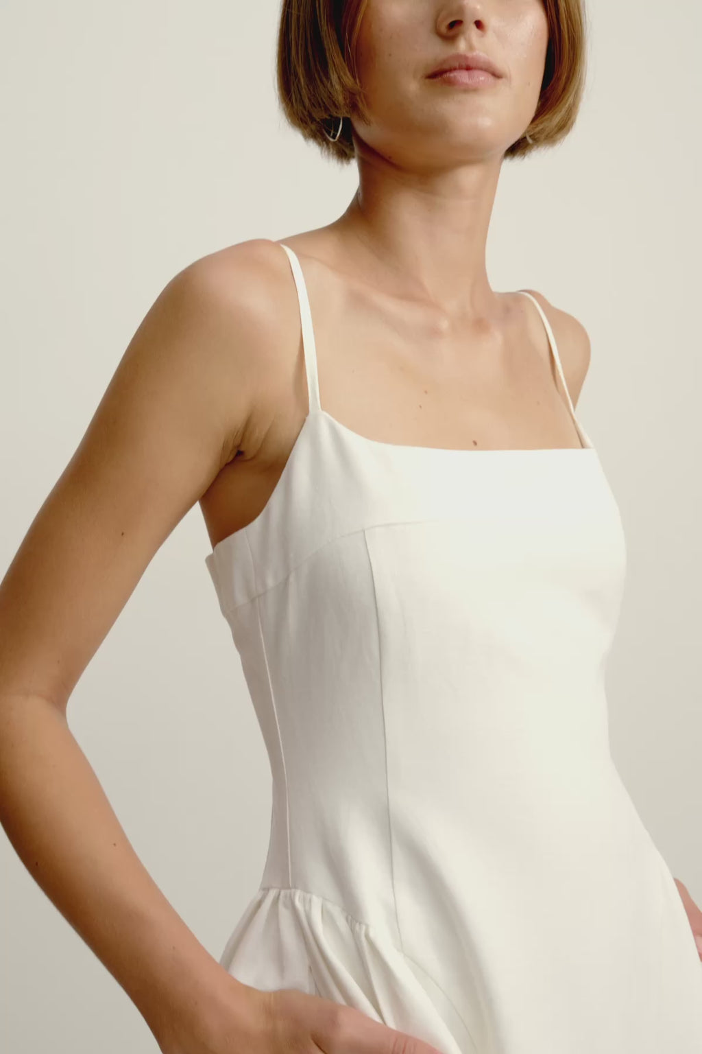 shape ivory slinky panelled midi dress Gigi Square Neck Panelled Midi Dress | Ivory | Dresses