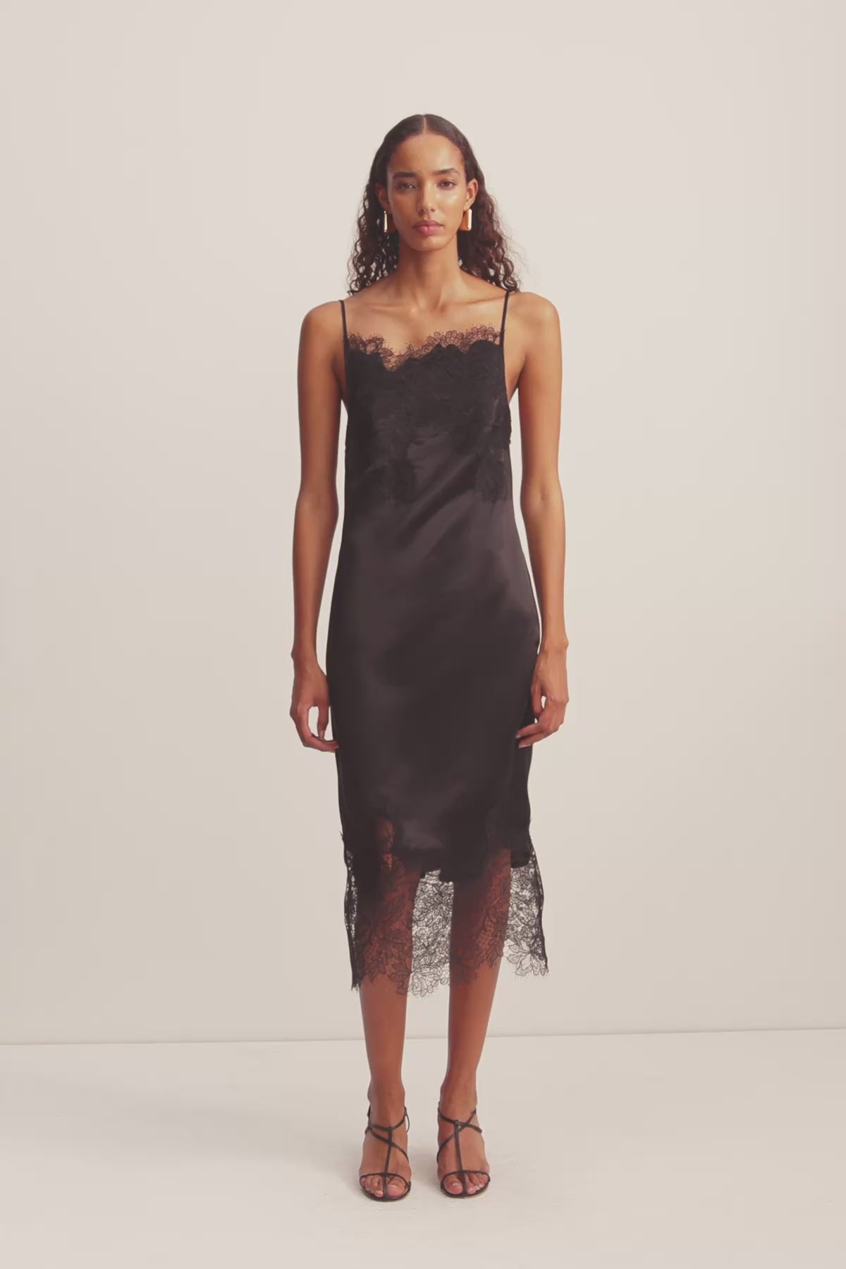 Lucia Lace Slip Midi Dress | Black | Dresses | Shona Joy
