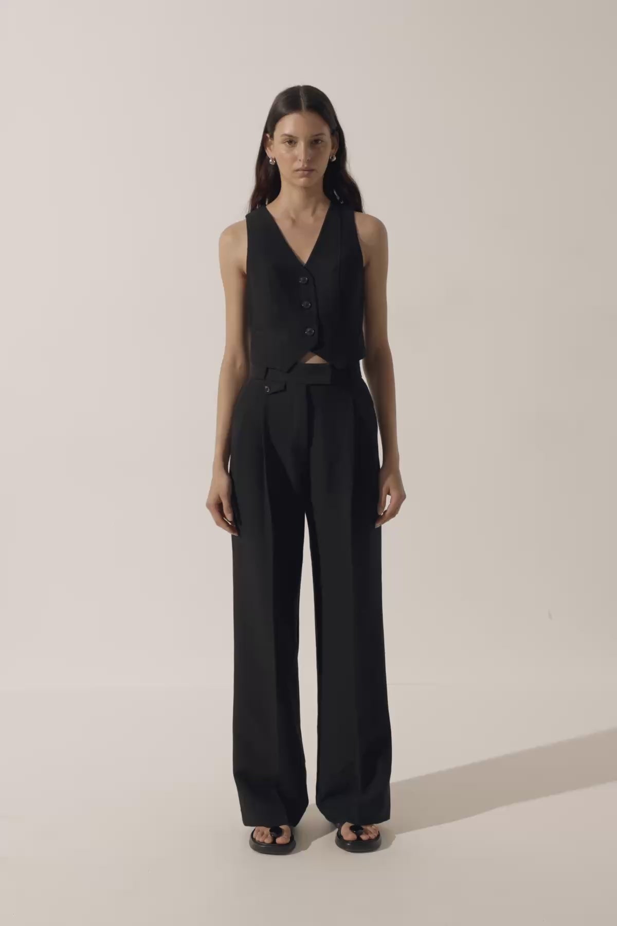 Irena Tailored Fitted Vest | Black | Tops | Shona Joy