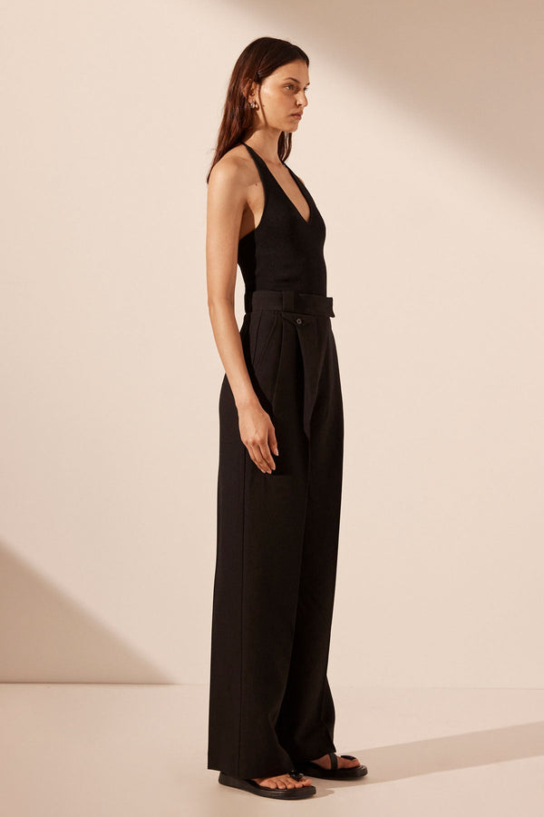 IRENA HIGH WAISTED TAILORED PANT - BLACK_A