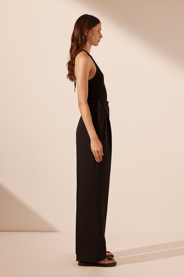 IRENA HIGH WAISTED TAILORED PANT - BLACK_S