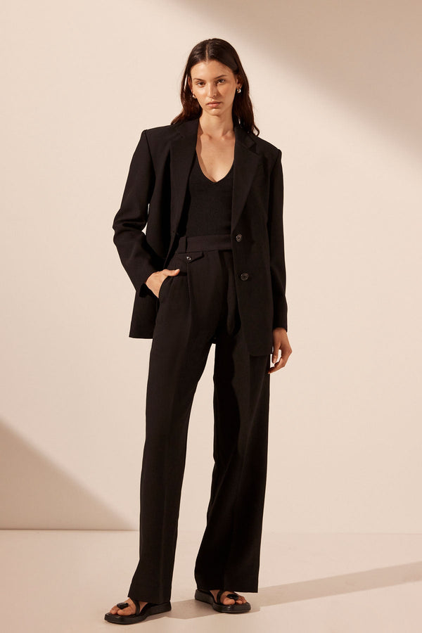IRENA HIGH WAISTED TAILORED PANT - BLACK_F1